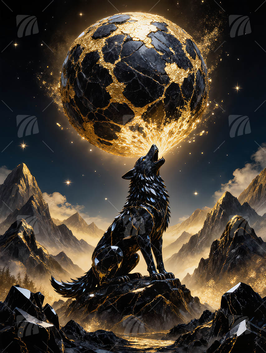 Crystal Wolf Tiere Wandbild auf Aluminium Dibond Spanntuch