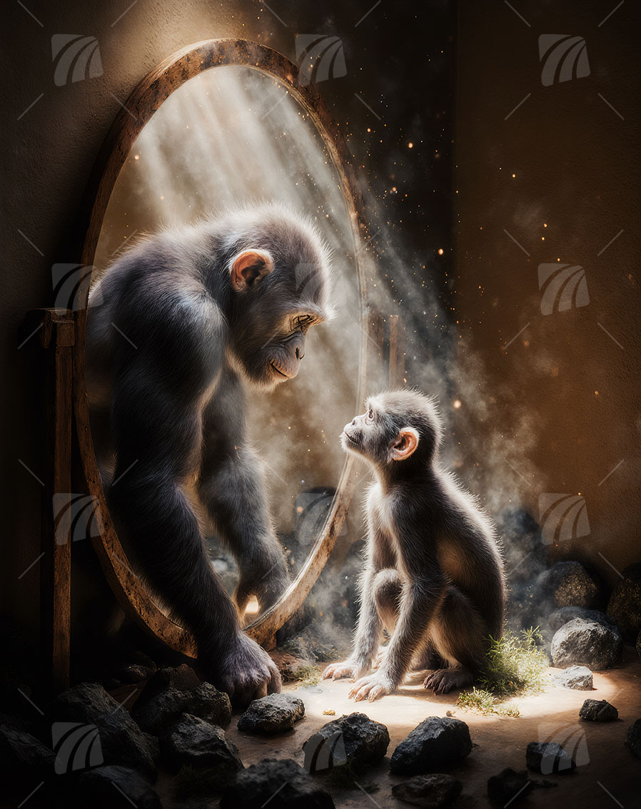 Reflective Gaze Tiere Wandbild auf Aluminium Dibond Spanntuch