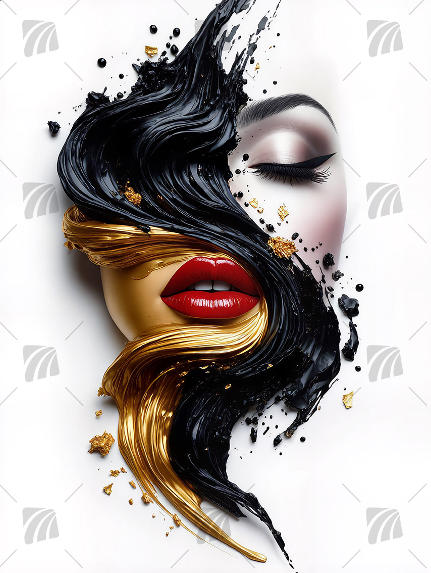 Golden Noir Fusion Black & Gold Wandbild auf Aluminium Dibond Spanntuch