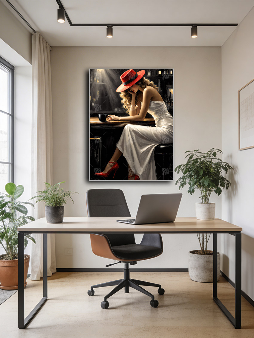 Red Elegance Mystische Weiblichkeit Wandbild – Detailansicht