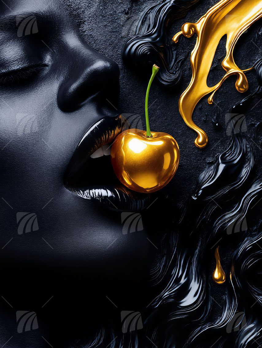 Golden Temptation Black & Gold Wandbild auf Aluminium Dibond Spanntuch