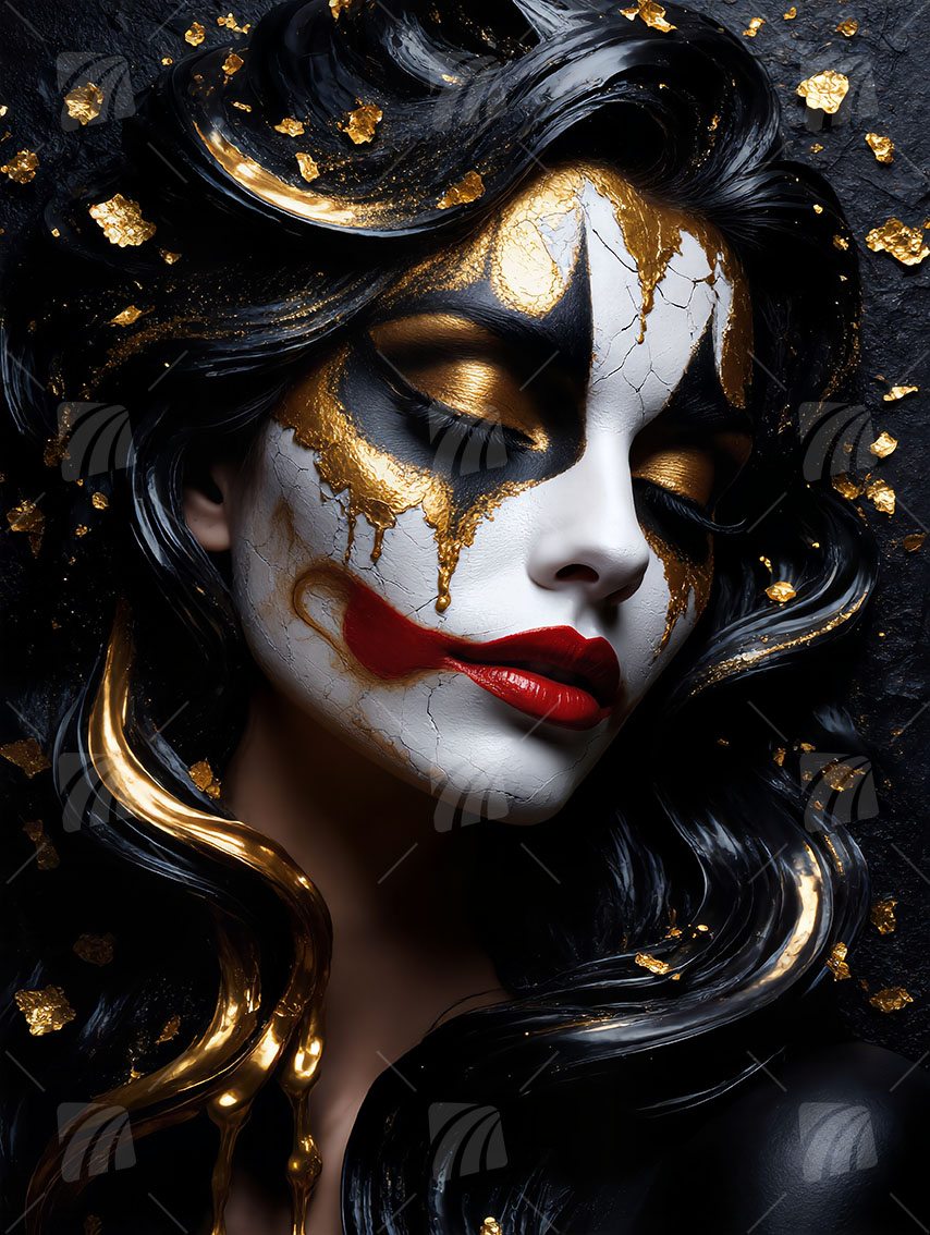 Gilded Enigma Black & Gold Wandbild auf Aluminium Dibond Spanntuch