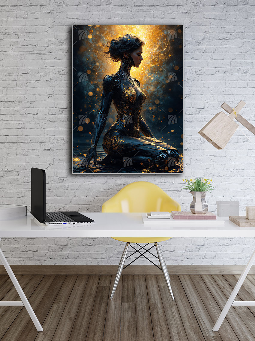 Ethereal Synth Mystische Weiblichkeit Wandbild – Detailansicht