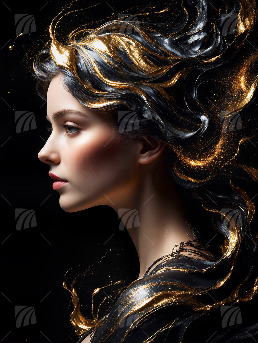 Goldenen Haaren Mystische Weiblichkeit Wandbild auf Aluminium Dibond Spanntuch
