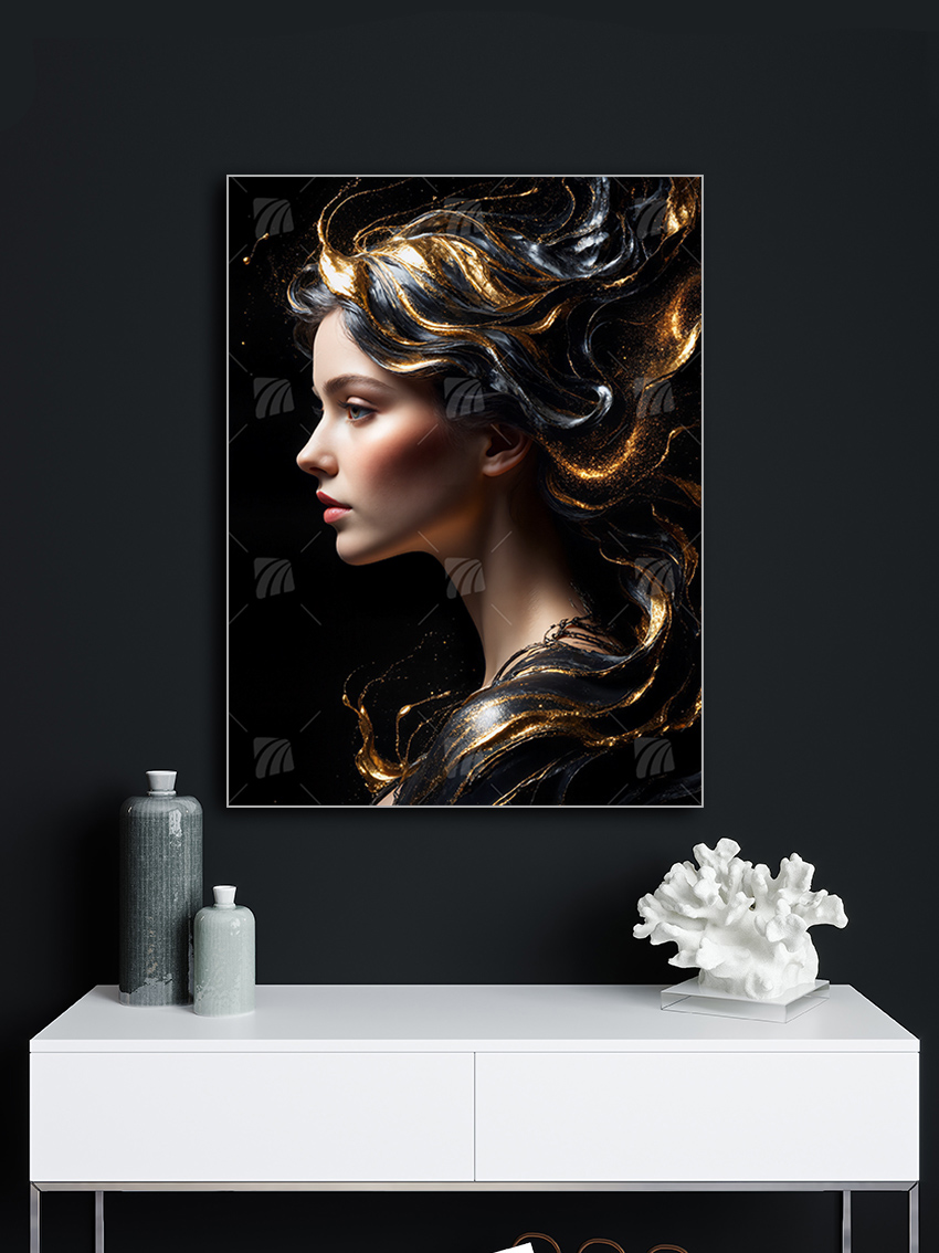 Goldenen Haaren Mystische Weiblichkeit Wandbild – Detailansicht