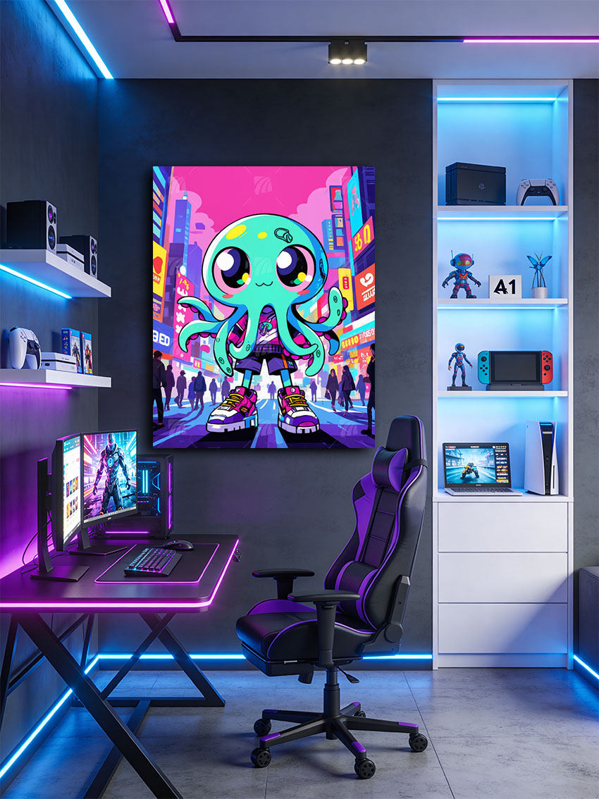 Urban Octopus Pop Art Wandbild – Detailansicht