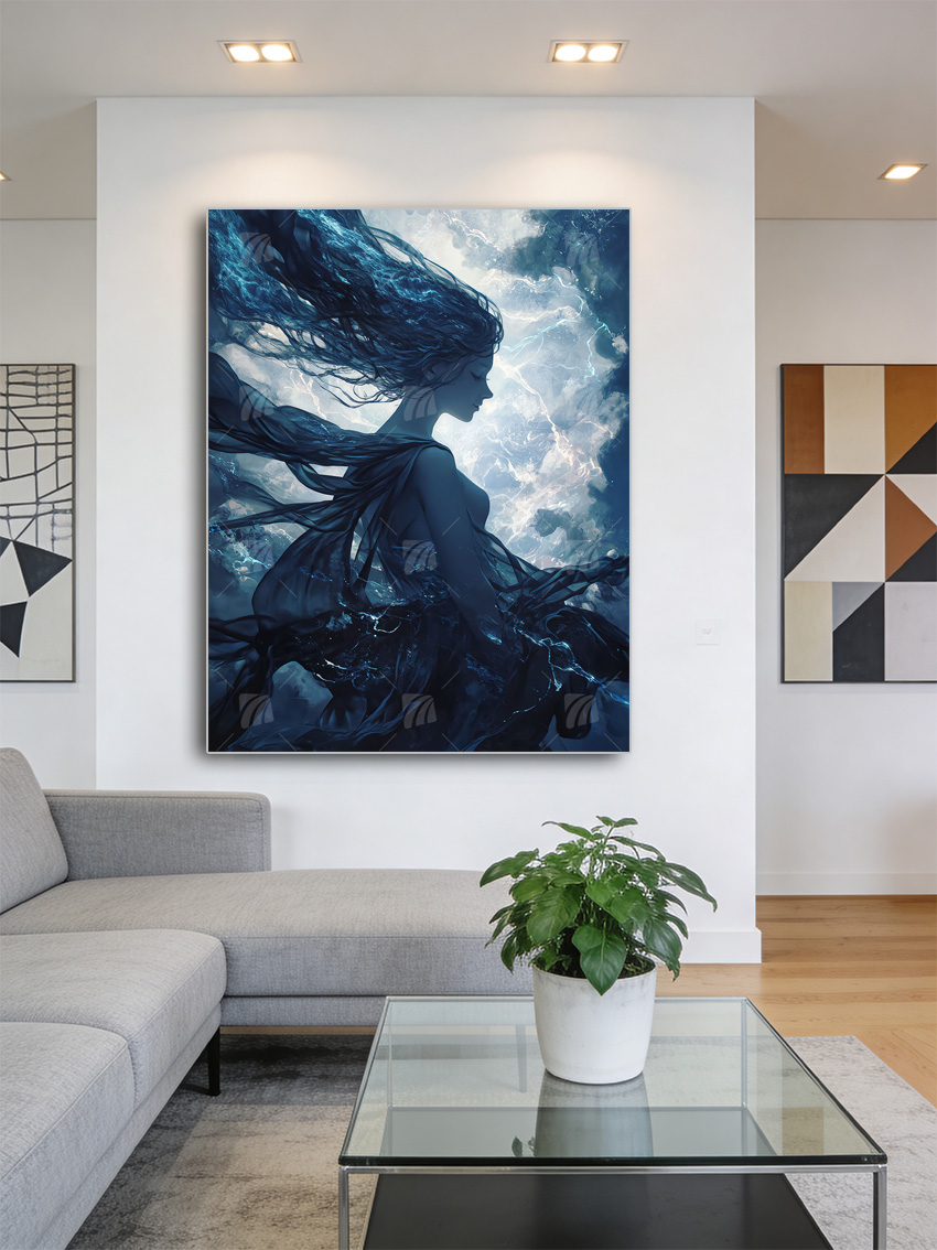 Storm Woman Mythisch Wandbild – Detailansicht